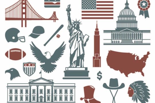 Icons of various American symbols