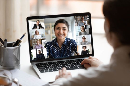 Teachers on a zoom call together.