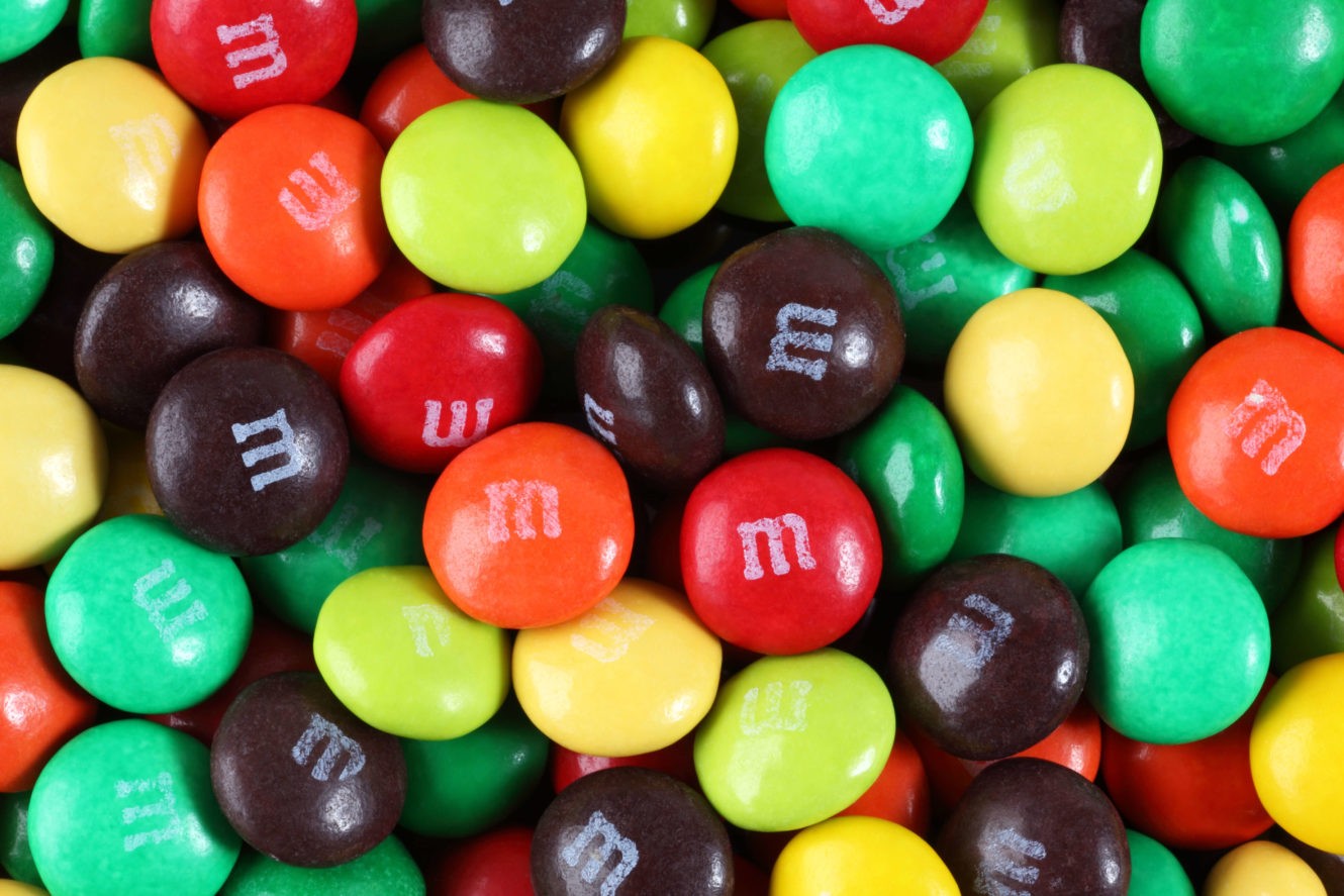 A pile of M&M candies