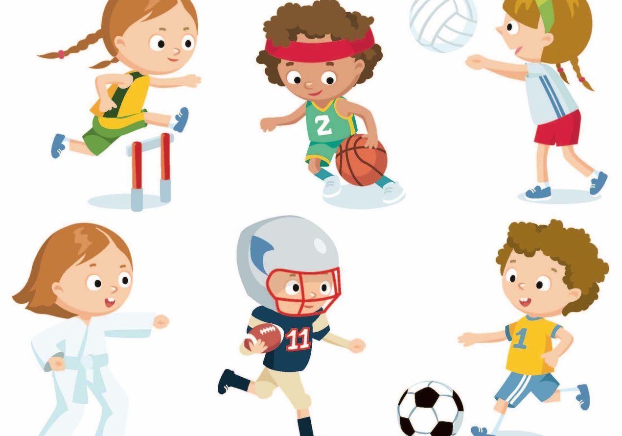 Cartoon children playing different sports